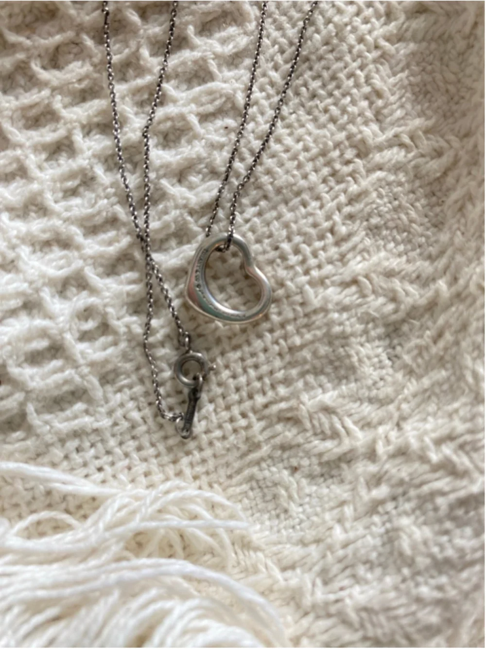 Tiffany & Co. Classic Silver Open Heart Necklace – Elsa Peretti Style